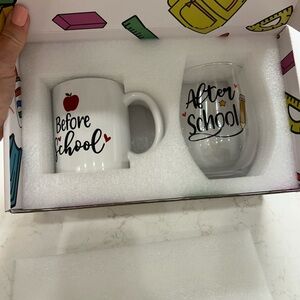New-Before and After School Mug and Glass Set